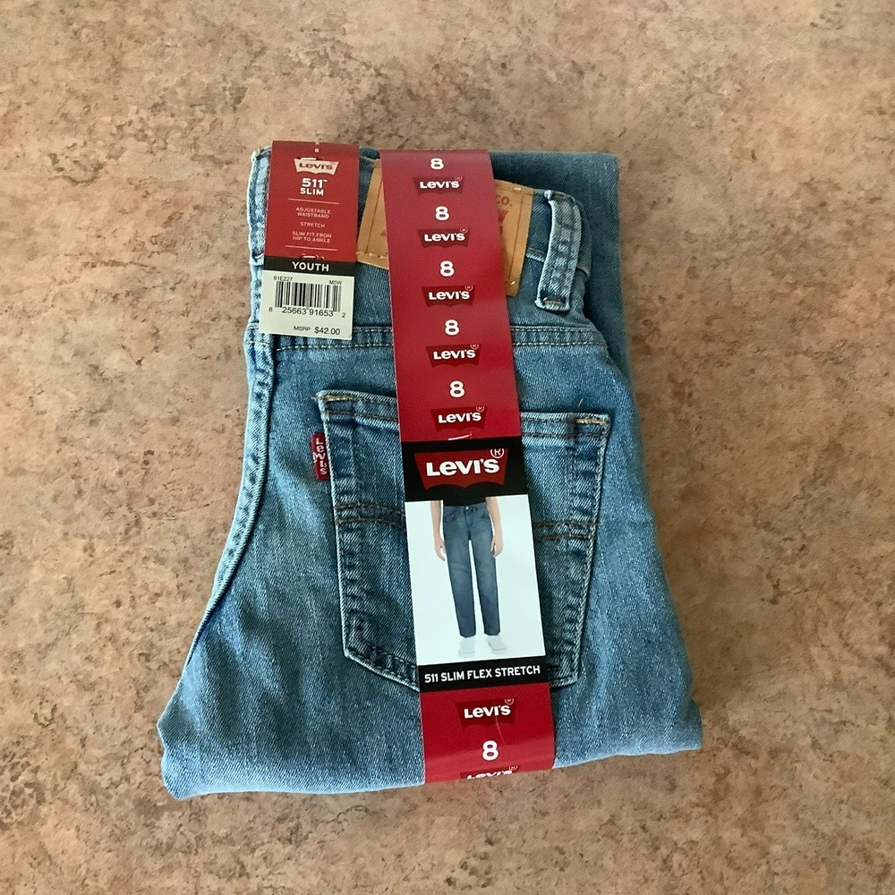 Boys Levi's 511 slim flex stretch light blue jeans size 8 - Picture 5 of 6